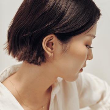 Khuyên Denim Rectangle Hoop
