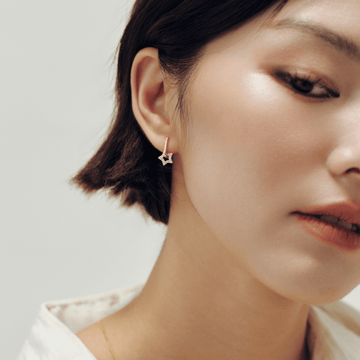 Khuyên Denim Rectangle Hoop