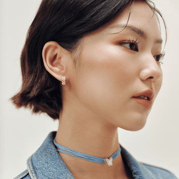 Khuyên Denim Honeycomb Earring